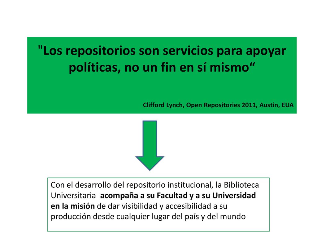 Los repositorios son servicios para apoyar políticas, no un fin en sí mismo