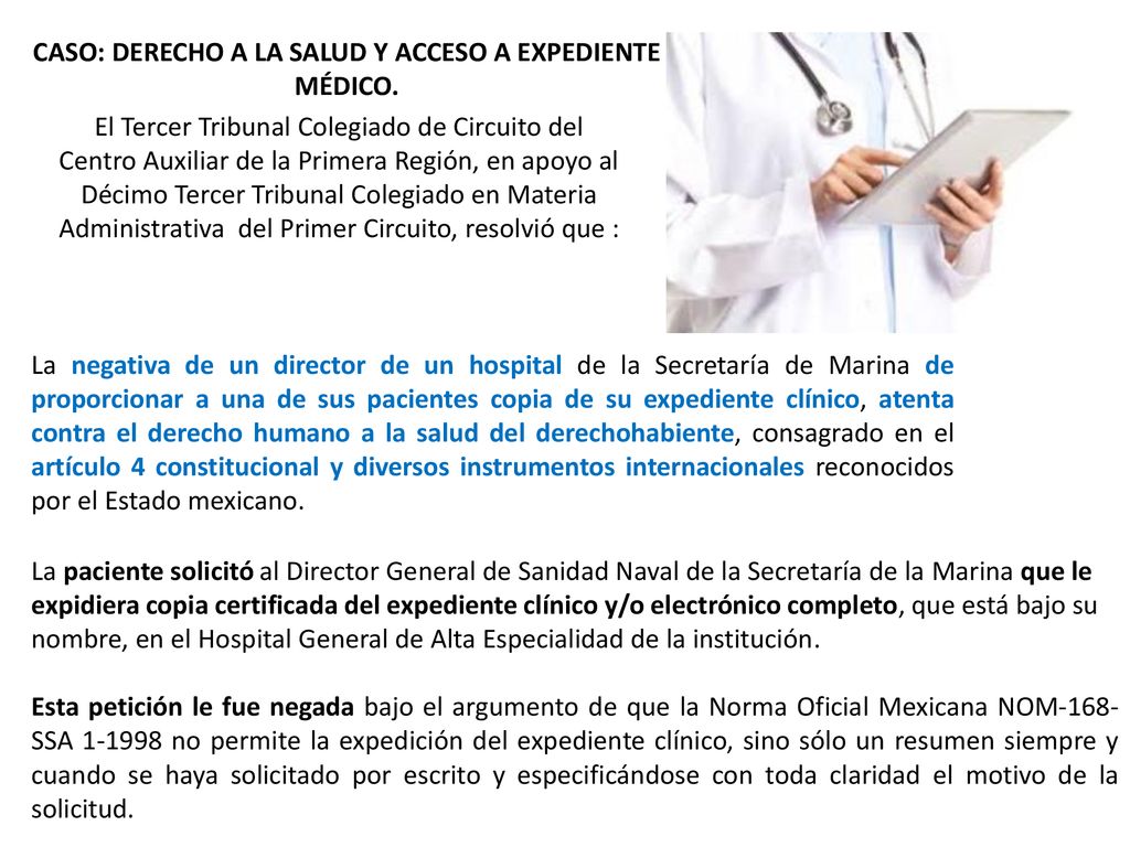 CASO: DERECHO A LA SALUD Y ACCESO A EXPEDIENTE MÉDICO.
