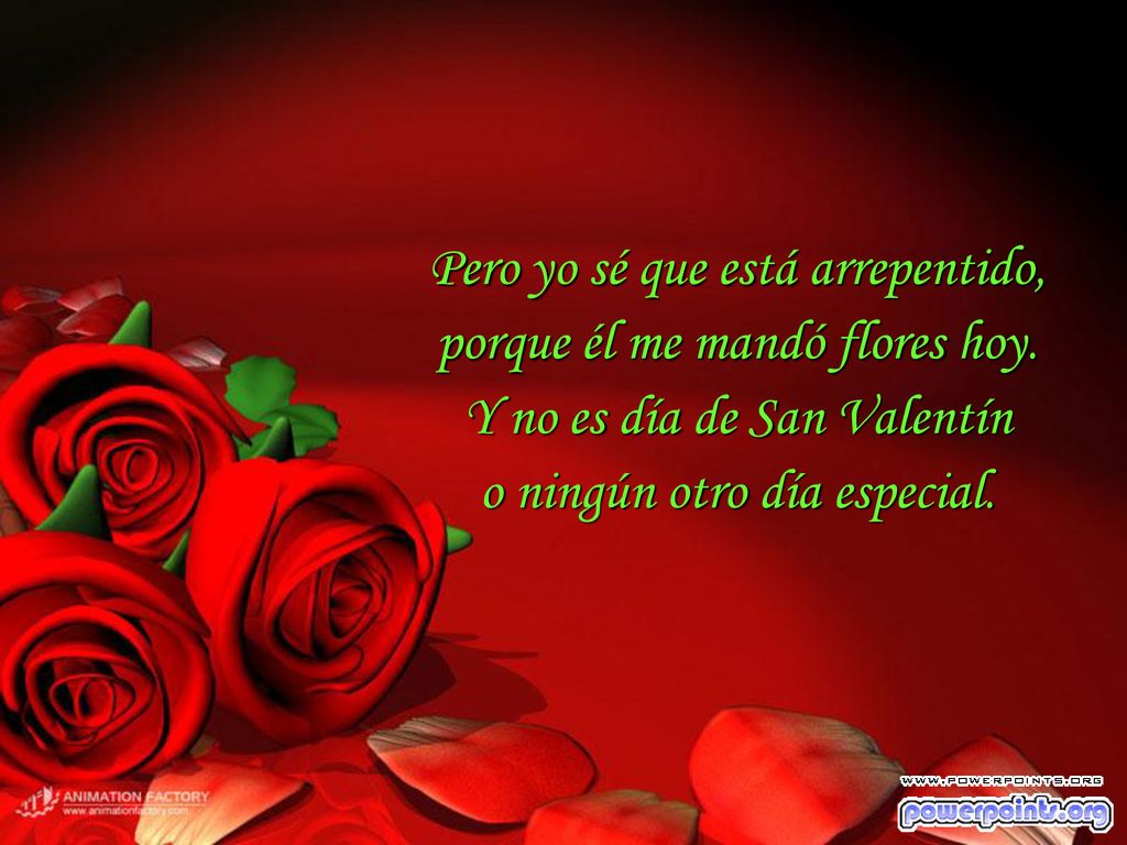 Pero yo sé que está arrepentido, porque él me mandó flores hoy.