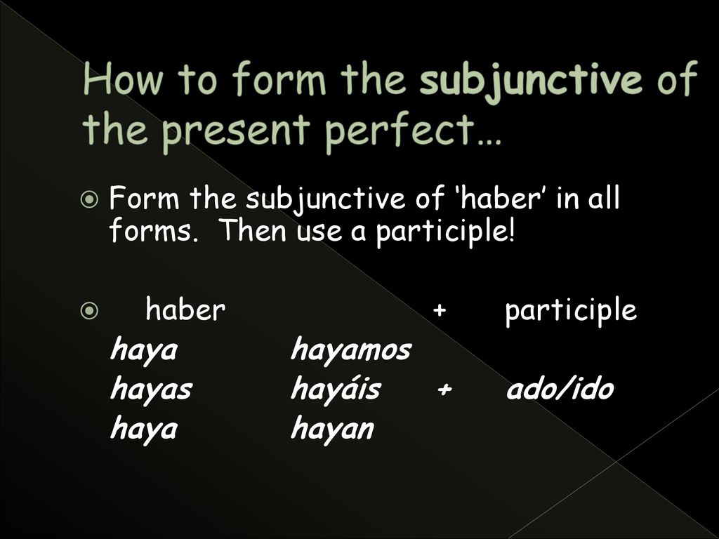 How to form the subjunctive of the present perfect…