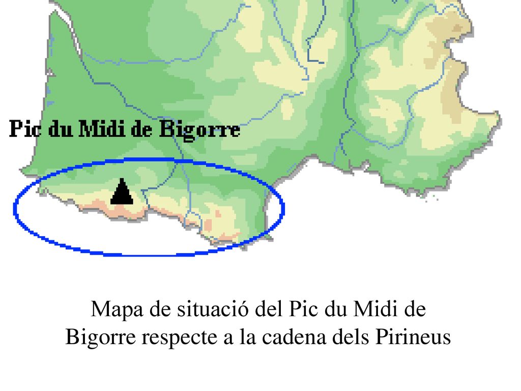 Mapa de situació del Pic du Midi de Bigorre respecte a la cadena dels Pirineus