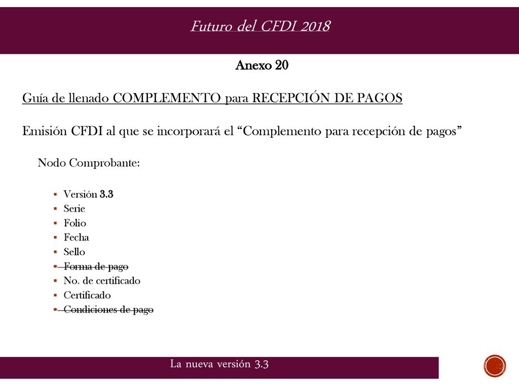 Futuro del CFDI 2018 La nueva versión 3.3 Anexo 20