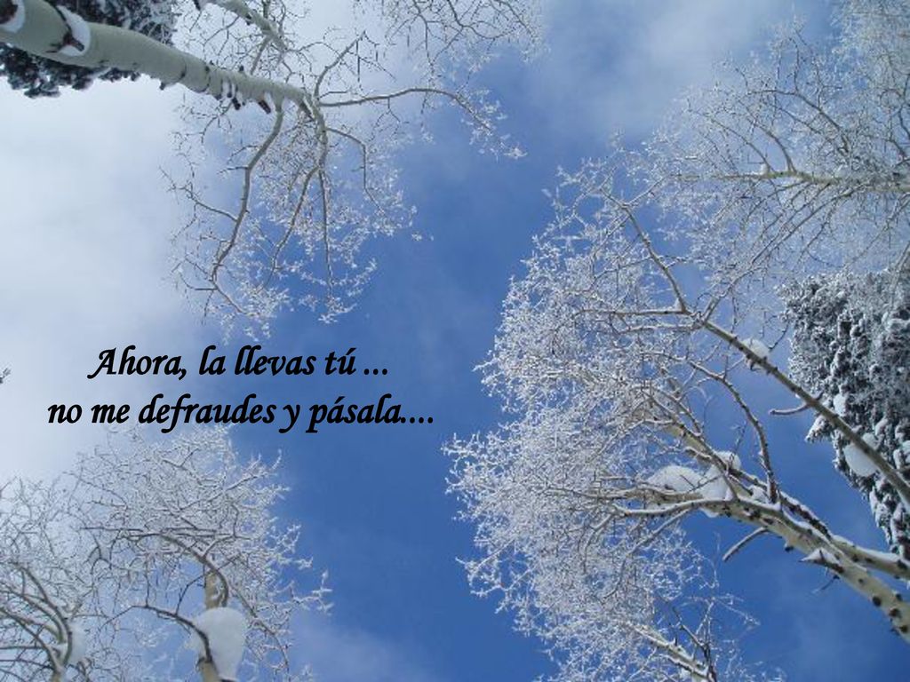 Ahora, la llevas tú ... no me defraudes y pásala....