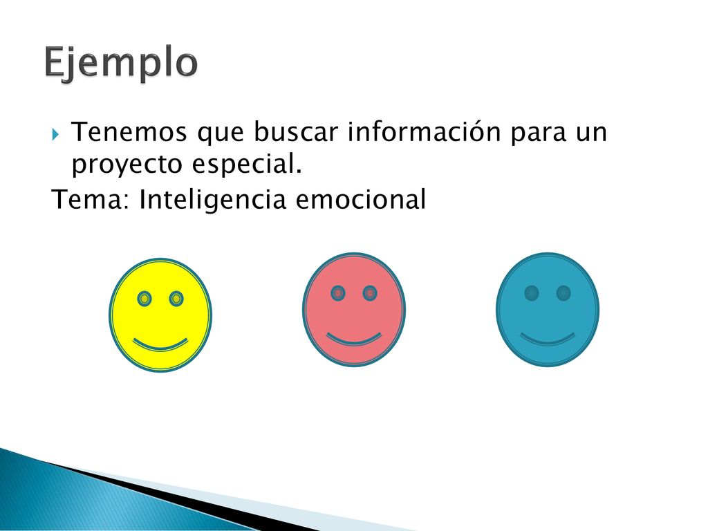 Ejemplo Tenemos que buscar información para un proyecto especial.