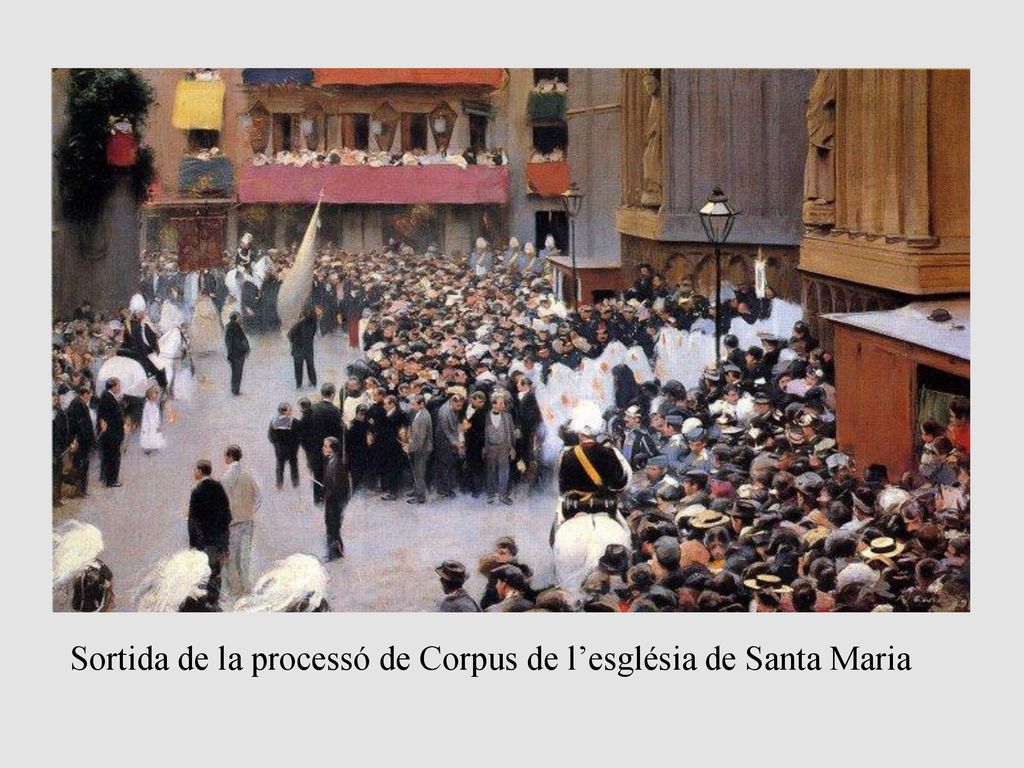 Sortida de la processó de Corpus de l’església de Santa Maria