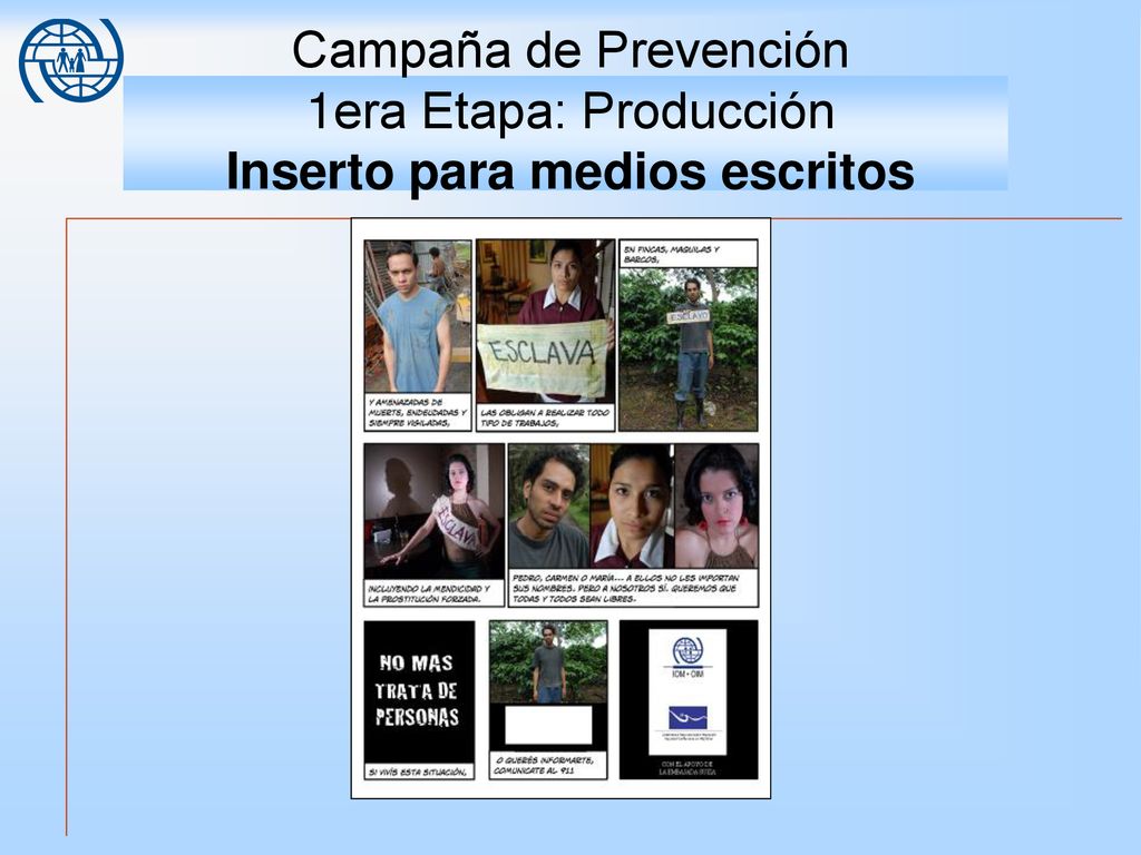 Campaña de Prevención 1era Etapa: Producción Inserto para medios escritos