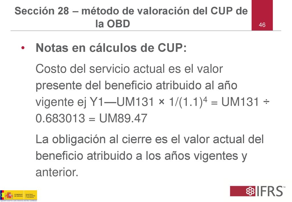 Sección 28 – método de valoración del CUP de la OBD