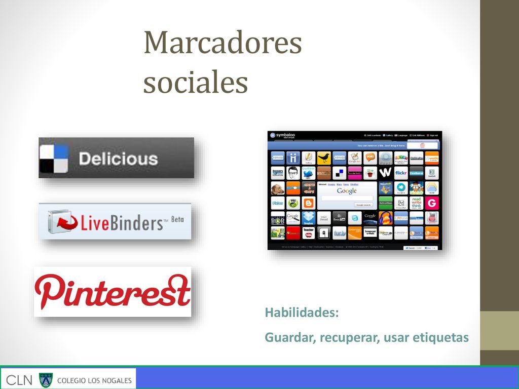 Marcadores sociales Habilidades: Guardar, recuperar, usar etiquetas