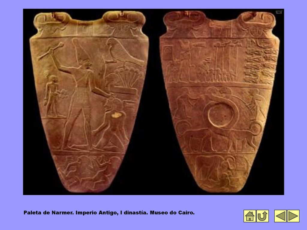 Paleta de Narmer. Imperio Antigo, I dinastía. Museo do Cairo.