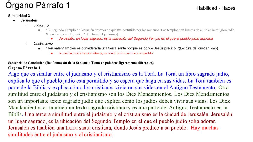 Órgano Párrafo 1 Habilidad - Haces. Similaridad 3. Jerusalén. Judaísmo.