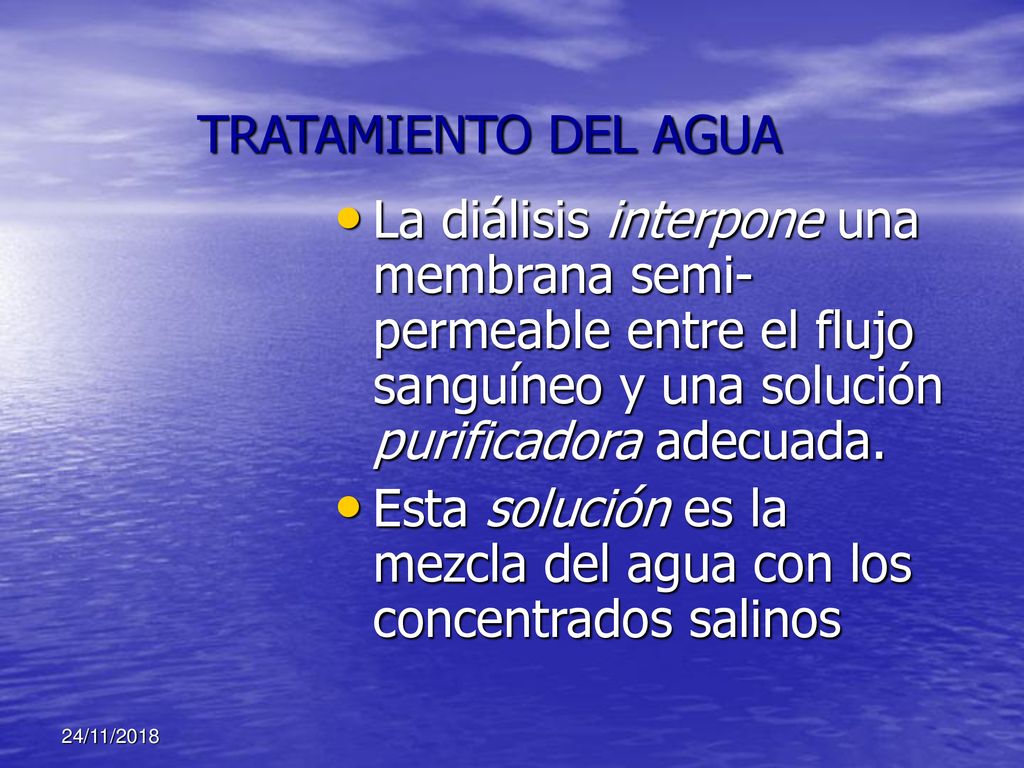 Esta solución es la mezcla del agua con los concentrados salinos