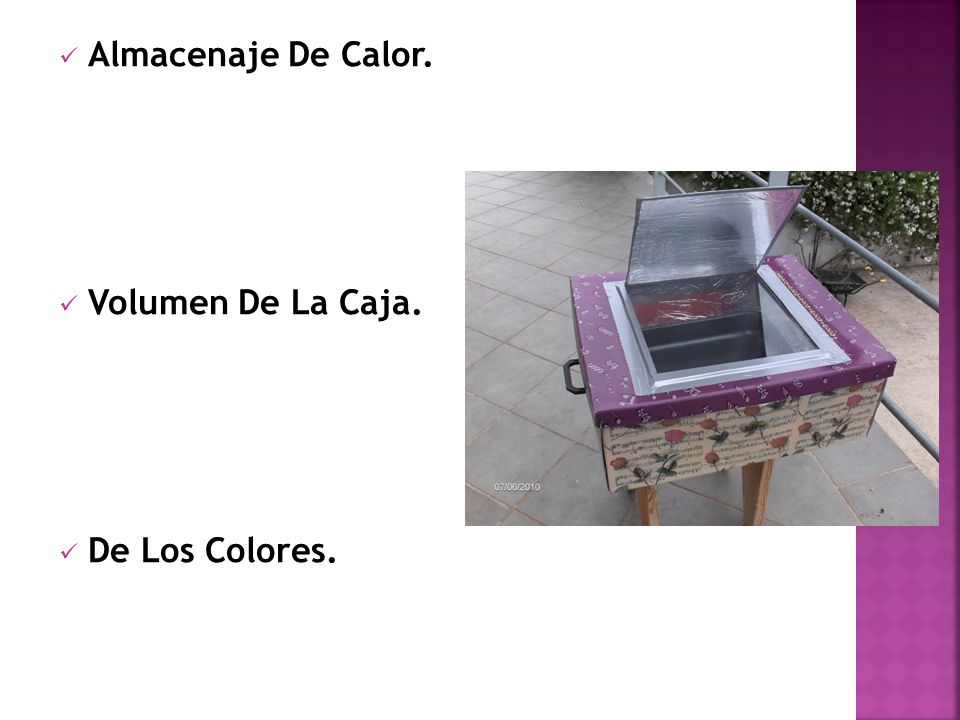 Almacenaje De Calor. Volumen De La Caja. De Los Colores.