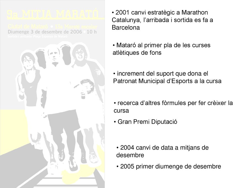 2001 canvi estratègic a Marathon Catalunya, l’arribada i sortida es fa a Barcelona