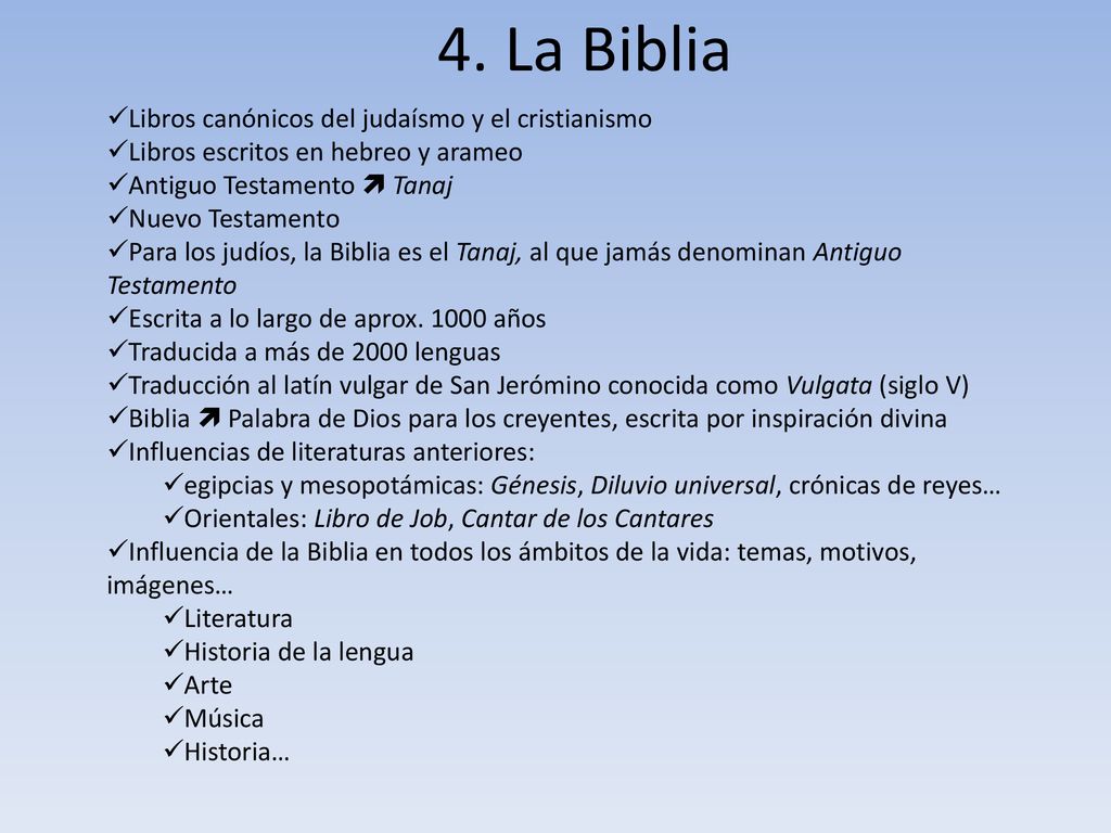 4. La Biblia Libros canónicos del judaísmo y el cristianismo