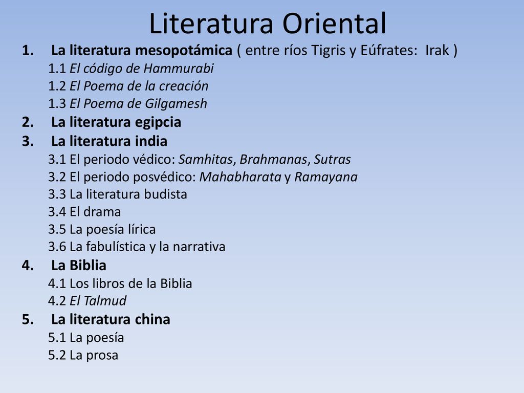 Literatura Universal 0. Literatura Oriental. - ppt descargar