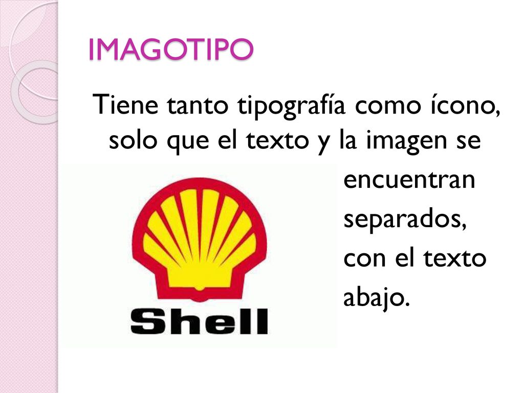 IMAGOTIPO Tiene tanto tipografía como ícono, solo que el texto y la imagen se encuentran separados, con el texto abajo.