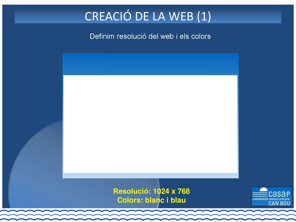 Definim resolució del web i els colors