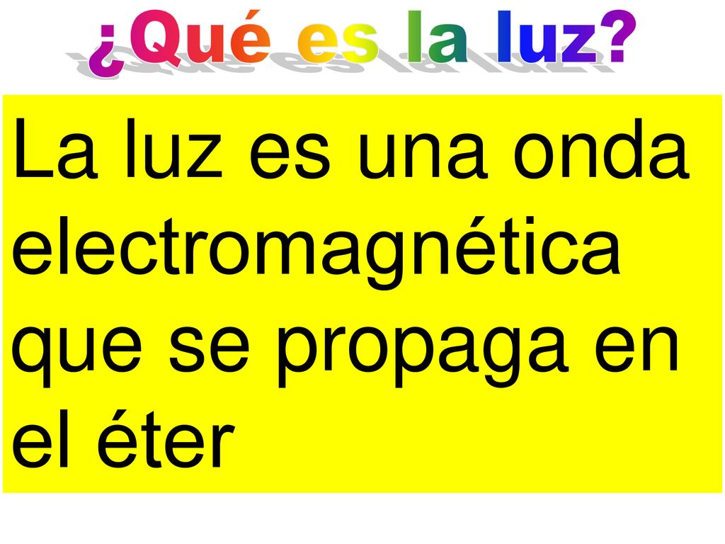 La luz es una onda electromagnética que se propaga en el éter