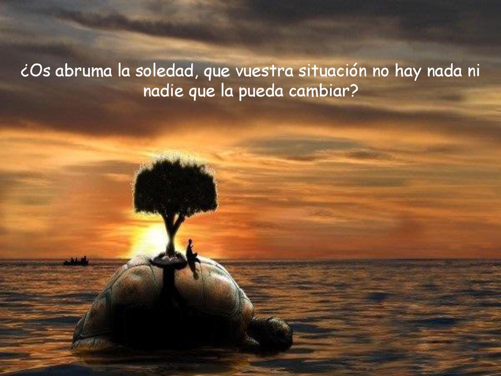 ¿Os abruma la soledad, que vuestra situación no hay nada ni nadie que la pueda cambiar