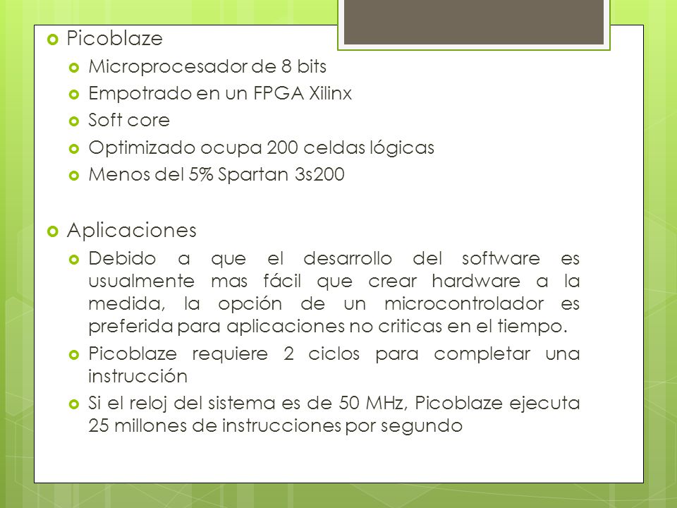 Picoblaze Aplicaciones Microprocesador de 8 bits