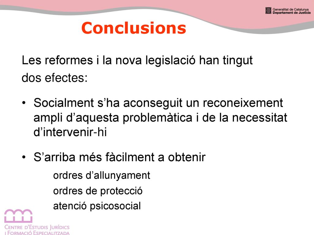 Conclusions Les reformes i la nova legislació han tingut dos efectes: