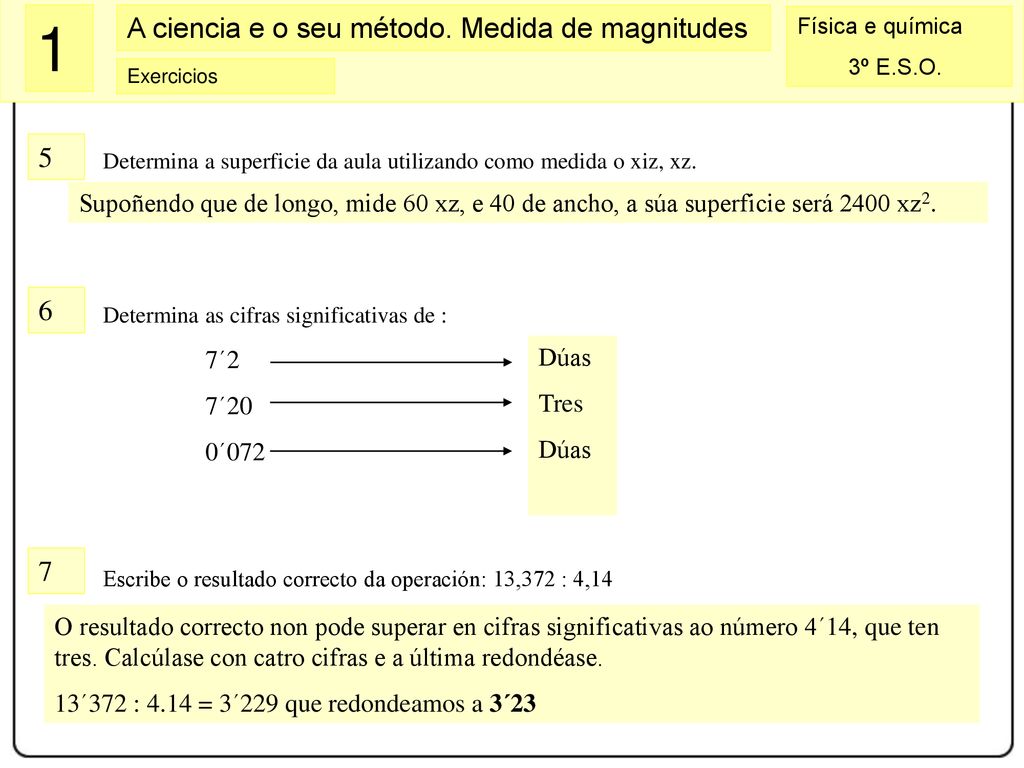 5 Determina a superficie da aula utilizando como medida o xiz, xz.