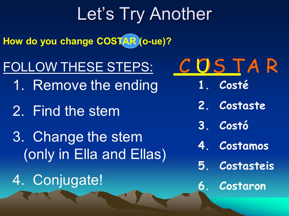 C U O S T A R Let’s Try Another Remove the ending Find the stem