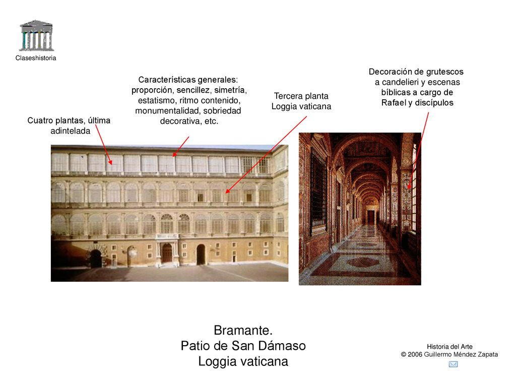 Bramante. Patio de San Dámaso Loggia vaticana Decoración de grutescos