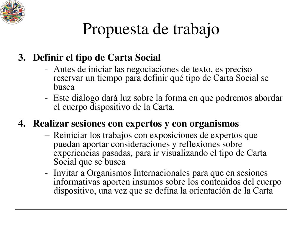 Propuesta de trabajo Definir el tipo de Carta Social