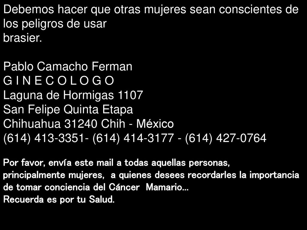 Debemos hacer que otras mujeres sean conscientes de los peligros de usar brasier.
