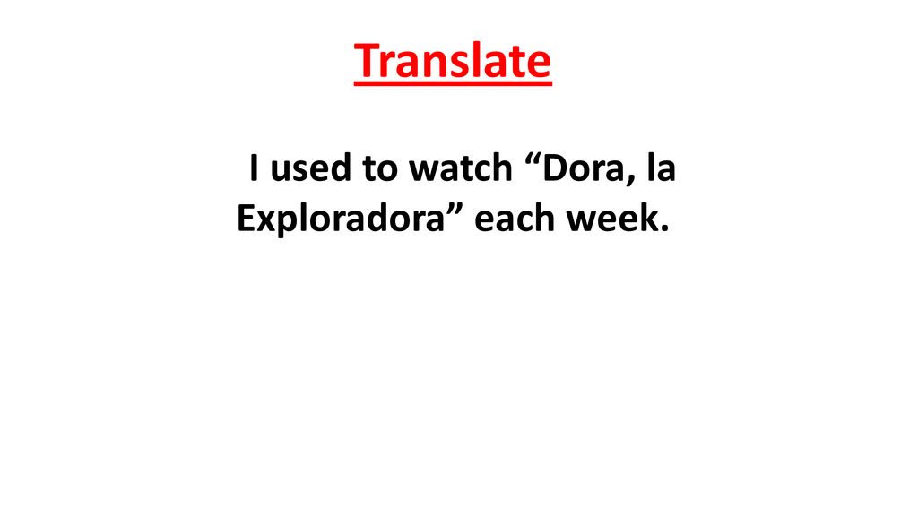 Translate I used to watch Dora, la Exploradora each week.