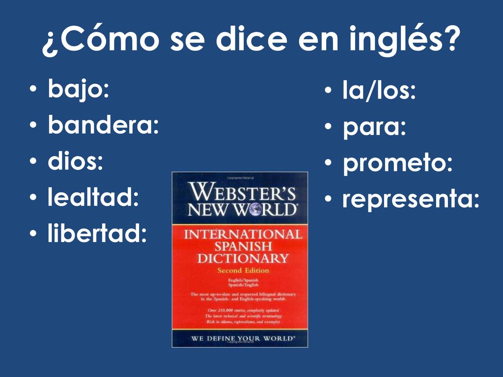 ¿Cómo se dice en inglés bajo: la/los: bandera: para: dios: prometo: