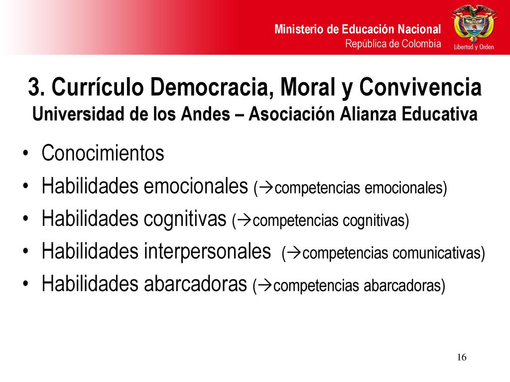 3. Currículo Democracia, Moral y Convivencia Universidad de los Andes – Asociación Alianza Educativa