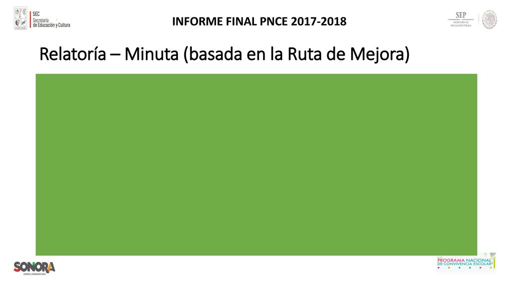 Relatoría – Minuta (basada en la Ruta de Mejora)
