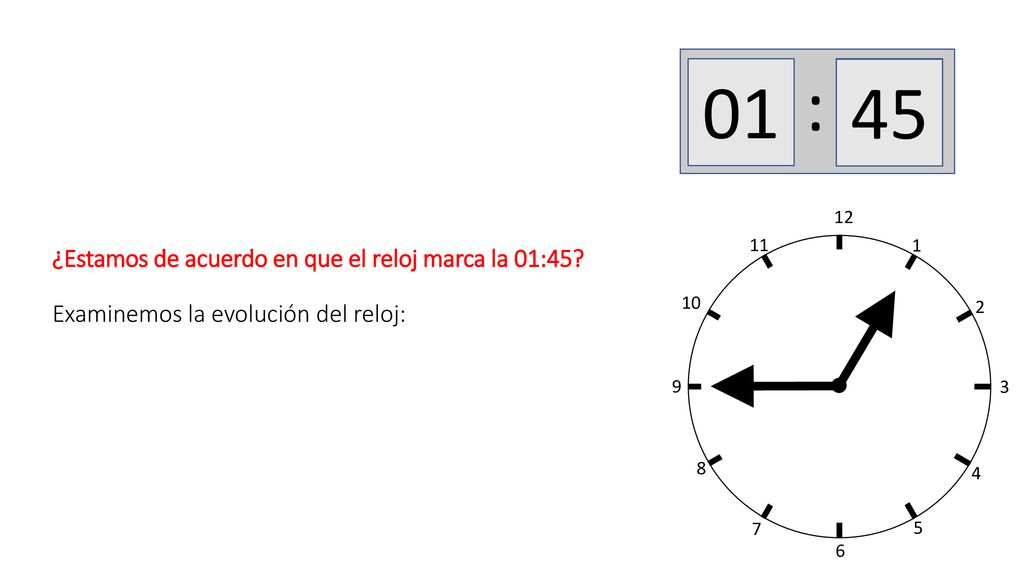 ¿Estamos de acuerdo en que el reloj marca la 01:45