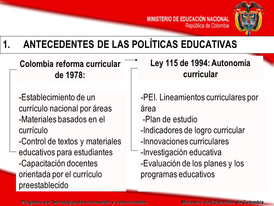 ANTECEDENTES DE LAS POLÍTICAS EDUCATIVAS