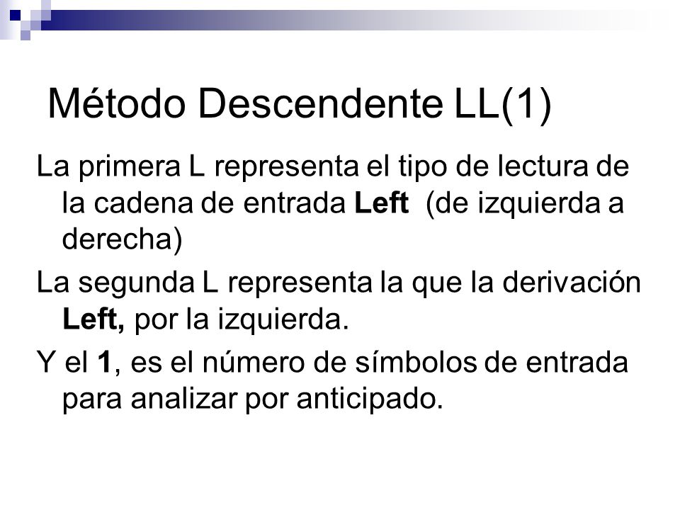 Método Descendente LL(1)