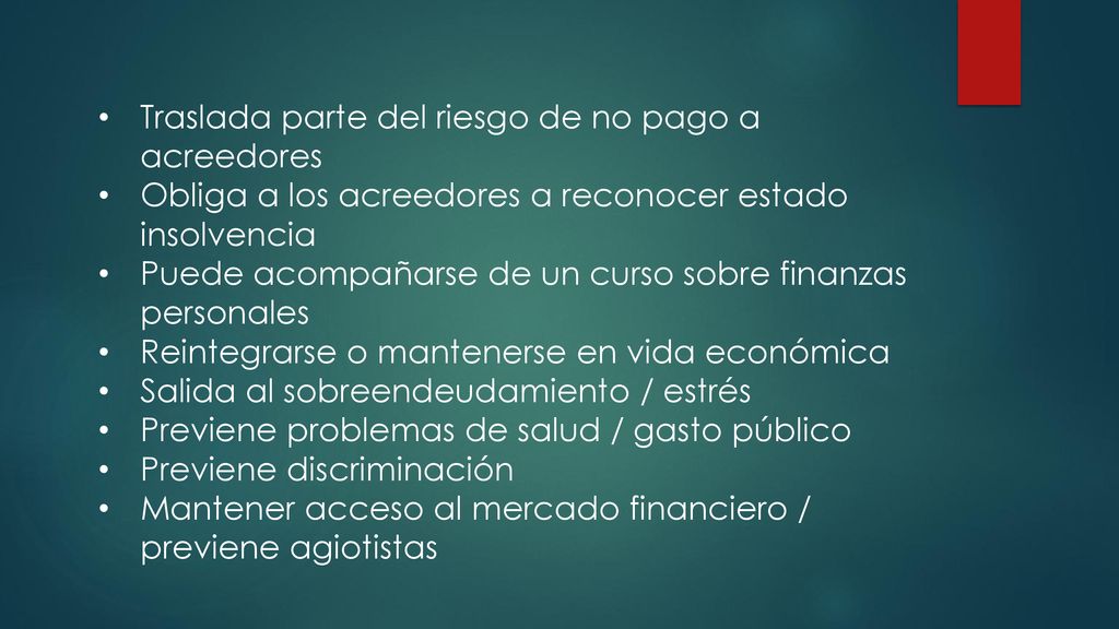 Traslada parte del riesgo de no pago a acreedores