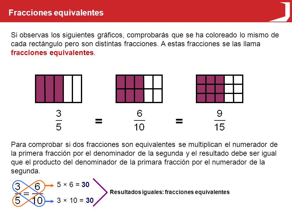 = = Fracciones equivalentes