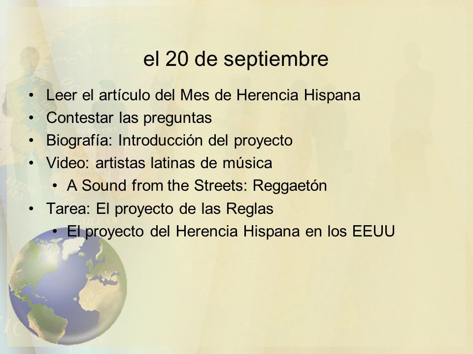 el 20 de septiembre Leer el artículo del Mes de Herencia Hispana
