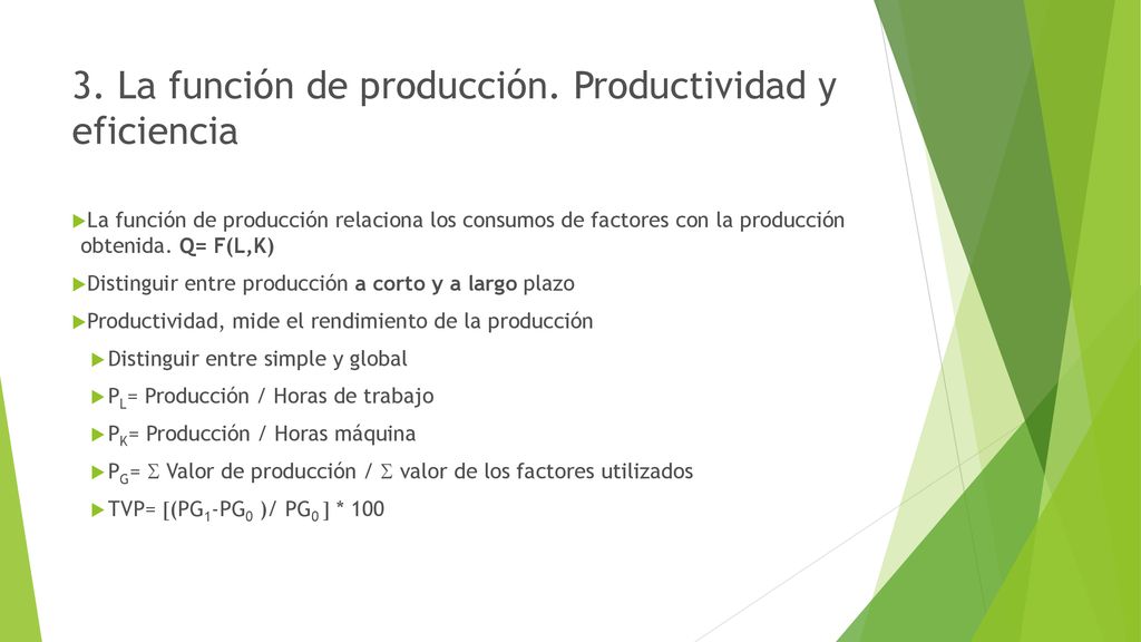 3. La función de producción. Productividad y eficiencia