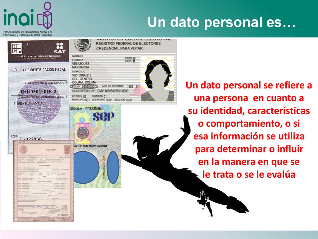 Un dato personal es… Un dato personal se refiere a una persona en cuanto a. su identidad, características.