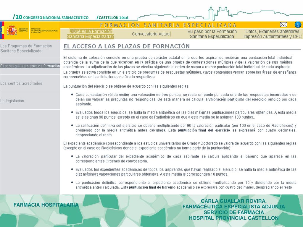 FARMACÉUTICA ESPECIALISTA ADJUNTA SERVICIO DE FARMACIA