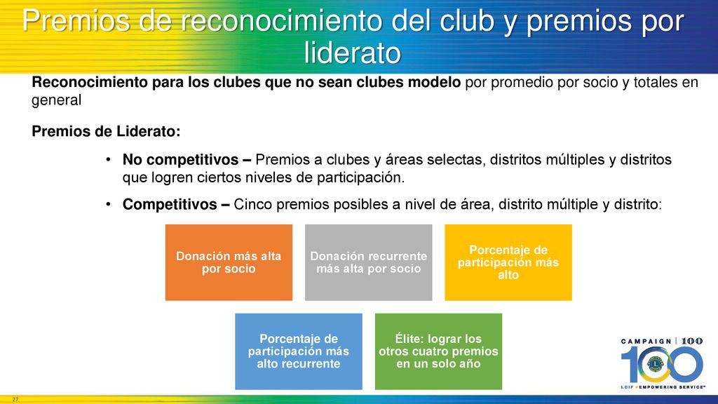 Premios de reconocimiento del club y premios por liderato