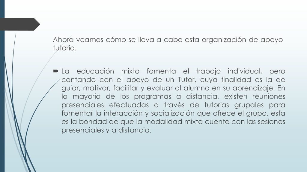 Ahora veamos cómo se lleva a cabo esta organización de apoyo- tutoría.