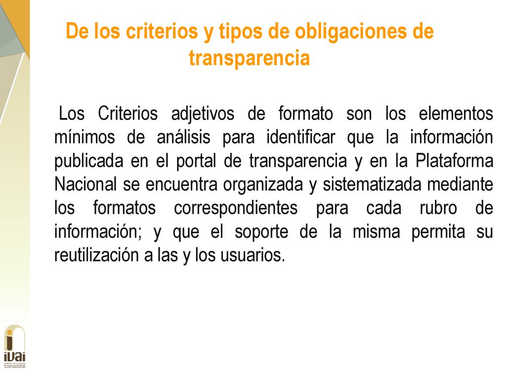 De los criterios y tipos de obligaciones de transparencia