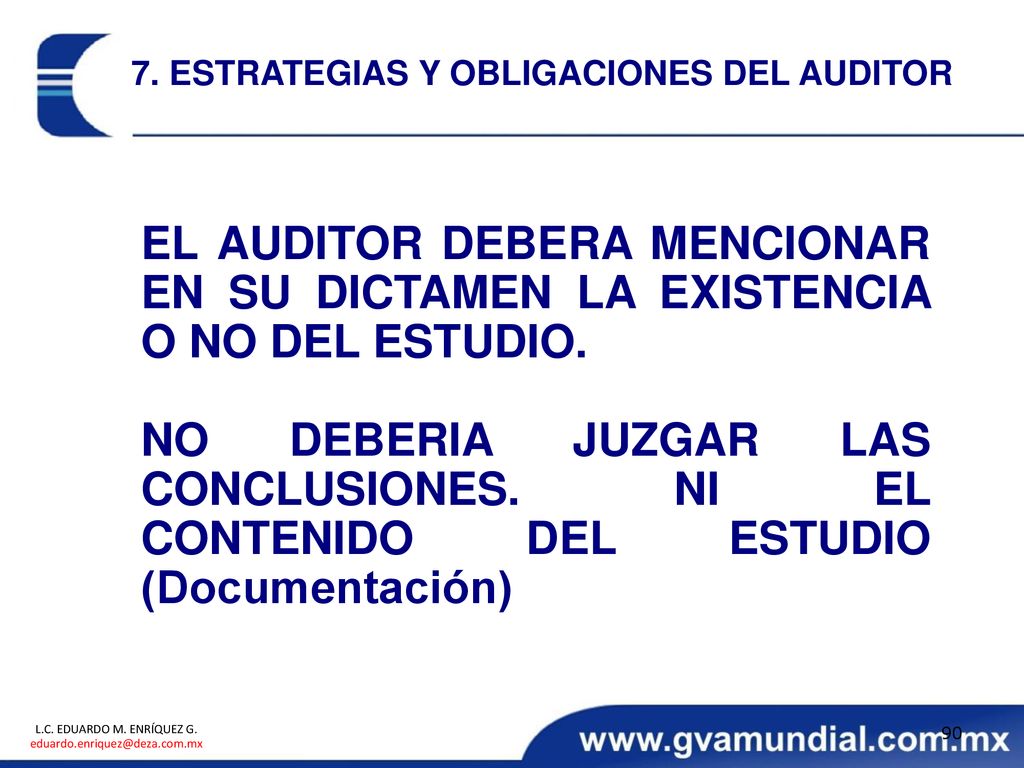 7. ESTRATEGIAS Y OBLIGACIONES DEL AUDITOR