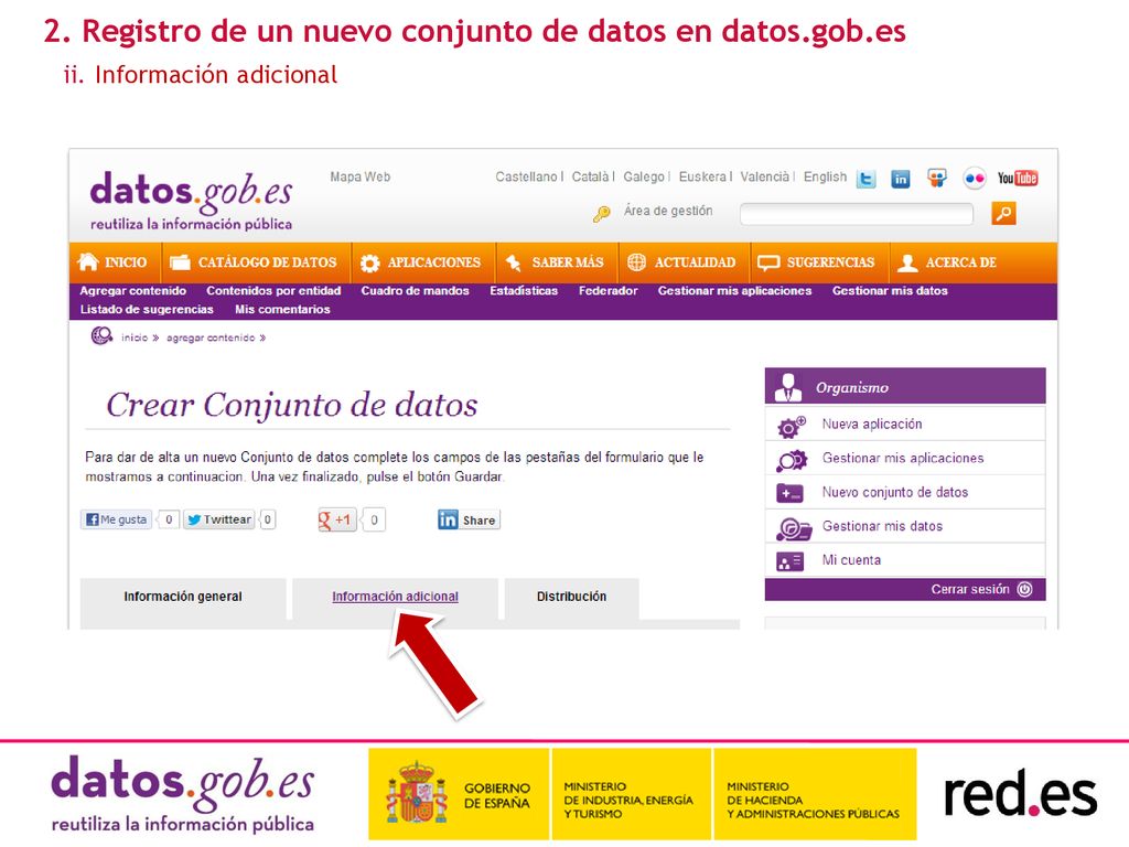 2. Registro de un nuevo conjunto de datos en datos.gob.es