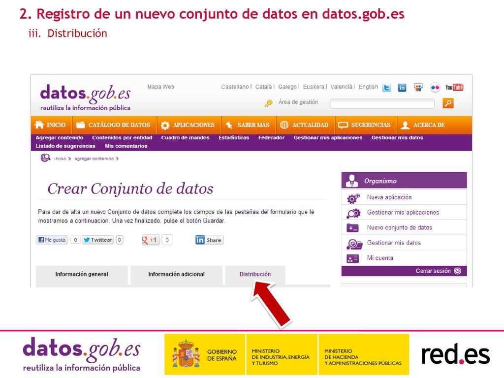2. Registro de un nuevo conjunto de datos en datos.gob.es