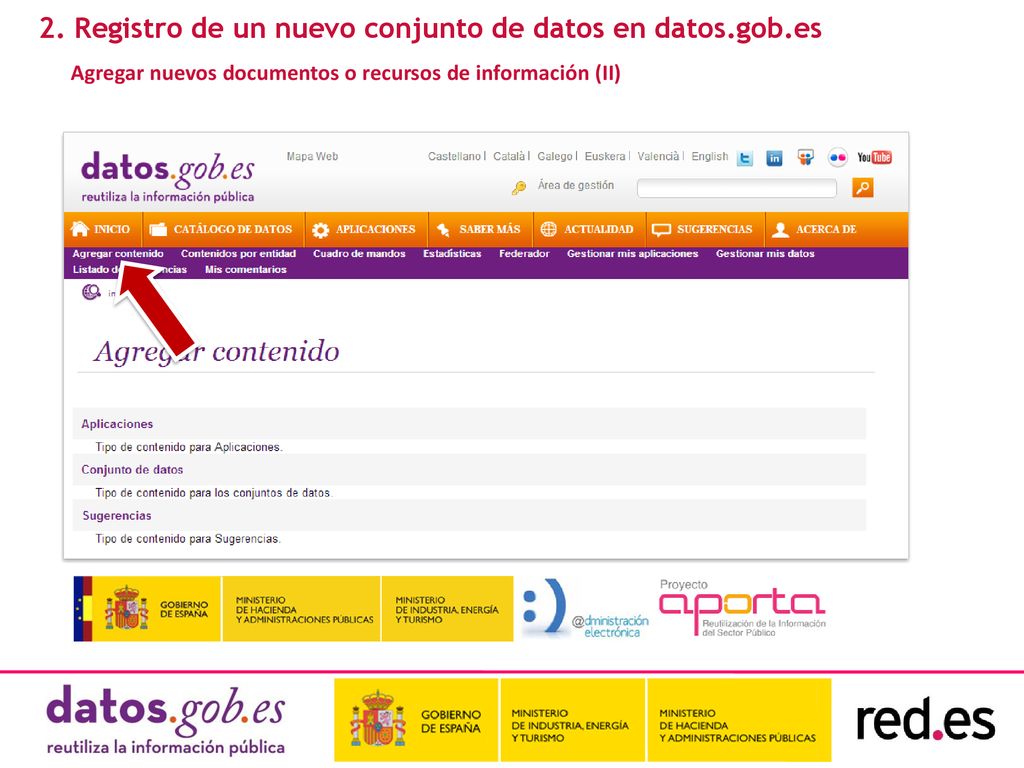 2. Registro de un nuevo conjunto de datos en datos.gob.es